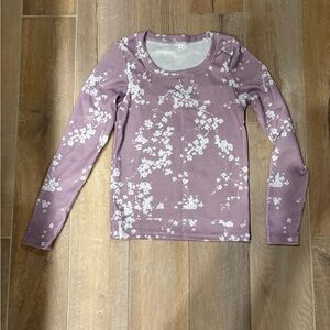 Long Sleeve Floral Thermal Top - Dusty Mauve